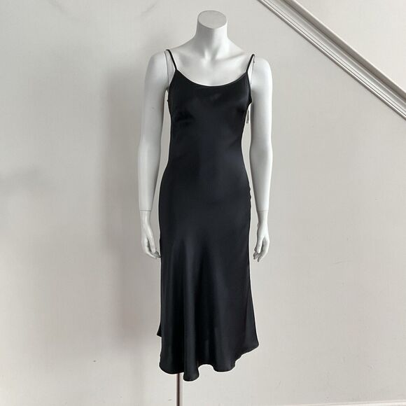 Black Slip Dress L Black Spaghetti Strap - Picture 3 of 12